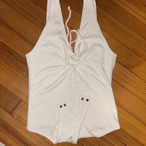 Abercrombie & Fitch Ribbed White Bodysuit
